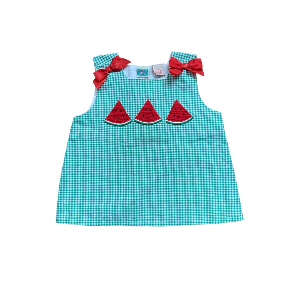 Vintage Parisian Kids Gingham Watermelon Top